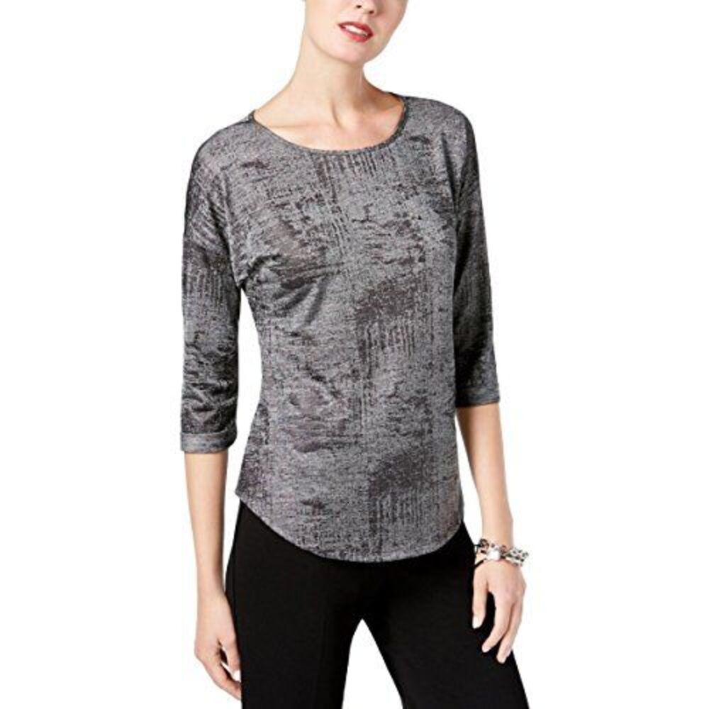 INC International Concepts Knit Top (Gunmetal, M)